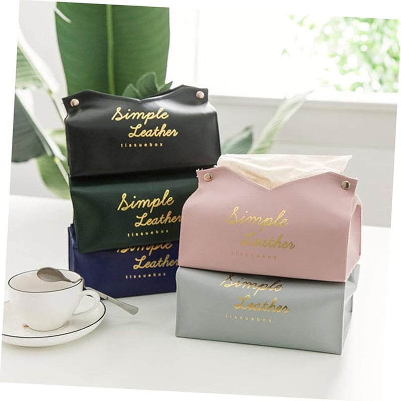 Leather Tissue Box Holder Compact Easy to Carry Paper Towel Napkin Dispenser - Image 5